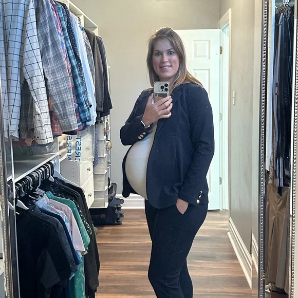 Seraphine Maternity Navy Tailored Gold Button Jacket US Size 4 - Picture 2 of 5